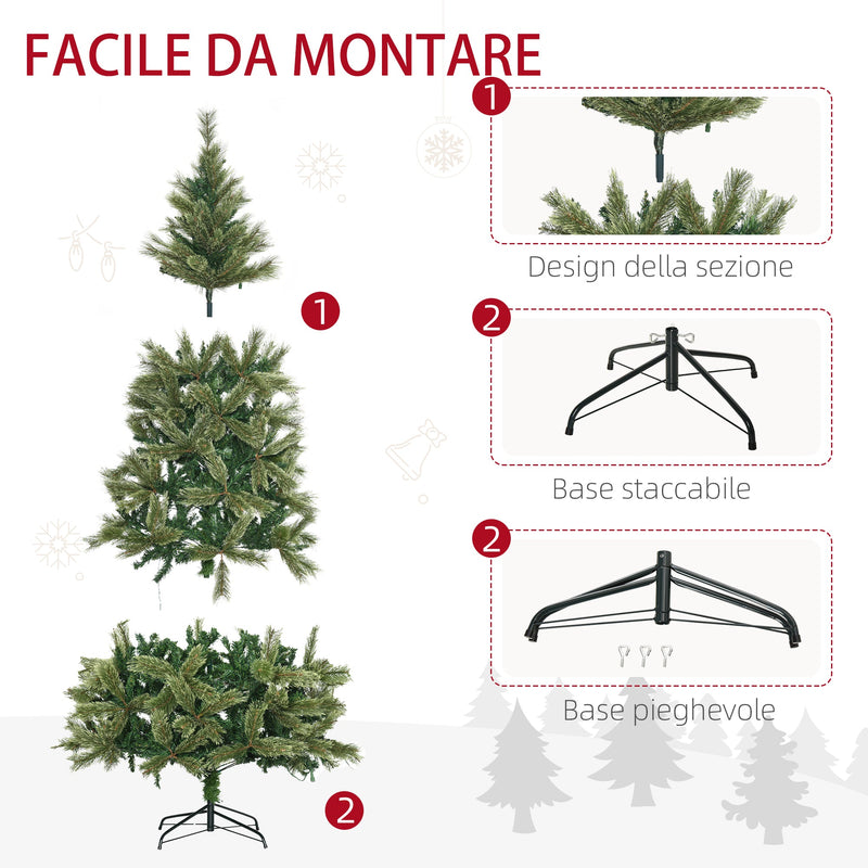 Albero di Natale Artificiale H210 cm 908 Rami con 350 Luci LED Verde