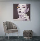 Stampa su Tela con Applicazioni Lady Dark 80x2,8x80 cm in Legno di Pino e Canvas Multicolor