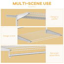 Organizer in Acciaio da Parete 249,4x38,8x162 cm 9 Ripiani Regolabili e 5 Aste per Appendere in Acciaio Bianco