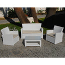Set Salottino Polyrattan Bianco Divano Poltrone Tavolino per Arredo Giardino