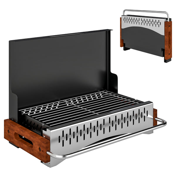 Barbecue Portatile a Carbone con Vaschetta Rimovibile, in Acciaio Inox e Metallo, 50.5x34x33 cm, Nero acquista