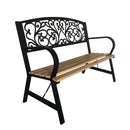 Panca da Giardino Schienale in Ghisa Seduta in Legno 120x56x87 cm Nero e Legno  