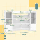 Scaffale Portagiochi per Bambini 140x30x90 cm con 8 Contenitori Rimovibili e Armadietti in MDF Bianco      