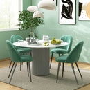 Set 4 Sedie Moderne Imbottite con Schienale Ricurvo 50x52x83 cm in Tessuto Effetto Velluto e Acciaio Verde
