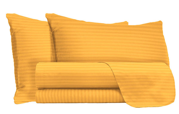 prezzo Ensemble de draps doubles au-dessus et en dessous et taies d'oreiller à rayures orange de couleur unie