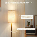 Lampada da Terra con Interruttore a Catena Paralume in Lino e Base in Acciaio Attacco E27 Oro e Crema      