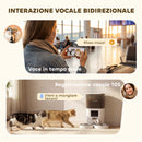 Distributore Automatico Cibo Gatti 6L WiFi 2.4G App con Timer 1-10 Pasti al Giorno 2 Ciotole in Acciaio Inox Bianco      