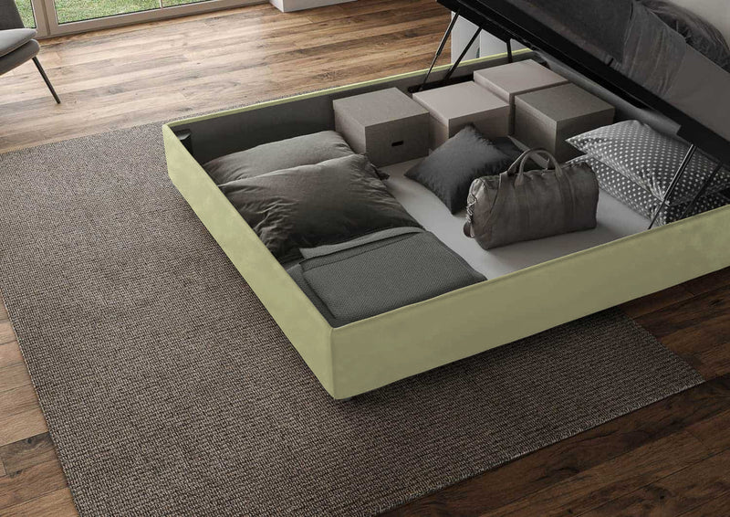 Letto Matrimoniale Imbottito in Microfibra Appia Large Tè Verde Varie Misure