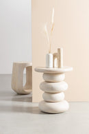 Tavolino Ø 40x45 cm Caffè White in Legno Naturale