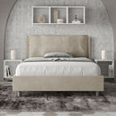 Letto Matrimoniale Francese Imbottito in Microfibra Antea Large Sabbia Varie Misure