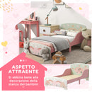 Struttura Letto Singolo per Bambini 140x70 cm con Bordi Rialzati e Doghe in MDF Rosa  