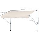 Tenda da Sole Avvolgibile 4x1,2m Autoportante Bianca