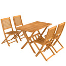 Set 5 Pezzi da Pranzo per Giardino Tavolo e 4 Sedie Pieghevoli in Legno di Acacia Naturale      