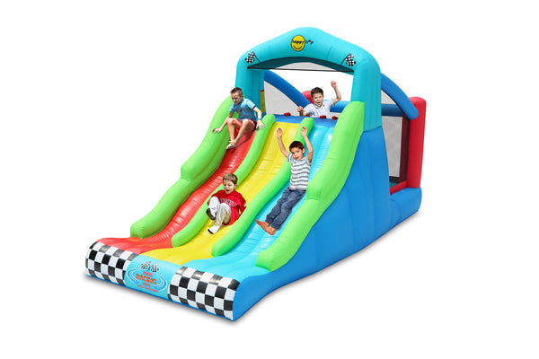 Gonfiabile per Bambini Triplo Scivolo Racing Arrampicata e Rimbalzo Multicolore sconto