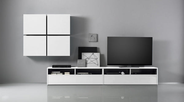 Meuble de salon mural équipé avec 4 meubles suspendus 2 meubles TV 335x41x176cm TFT Boost Blanc prezzo