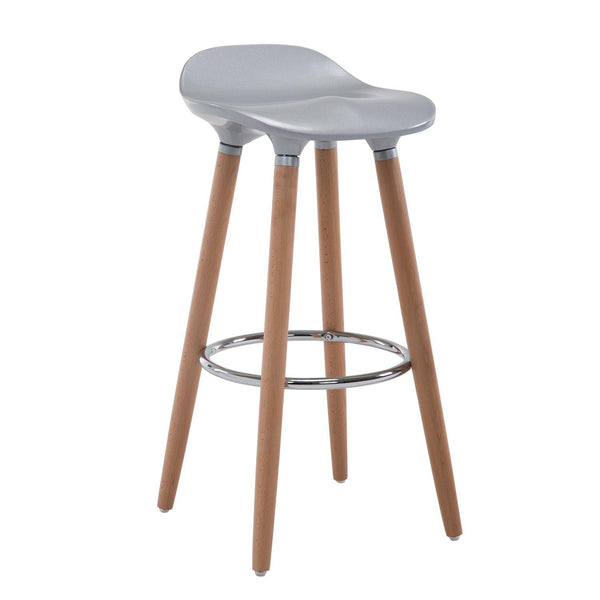Tabouret de bar avec repose-pieds argent et bois 38x38x80 cm acquista
