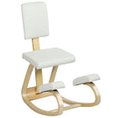 Sedia Ergonomica Inginocchiatoio con Schienale 51x84x93 cm in Legno di Betulla e Cuscini Crema  