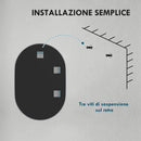 Specchio Bagno Ovale da Parete con Cornice in Alluminio 60x90 cm Verticale o Orizzontale Argento