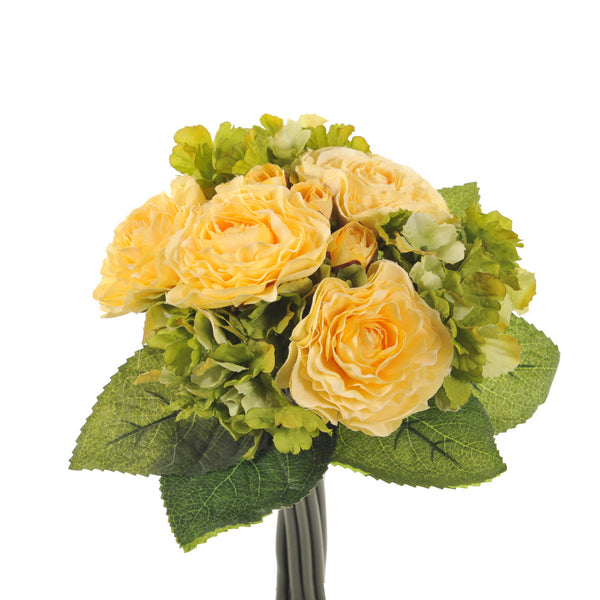 Set 3 Bouquet Artificiel de Renoncule et Hortensia Artificiel Hauteur 31 cm Jaune sconto