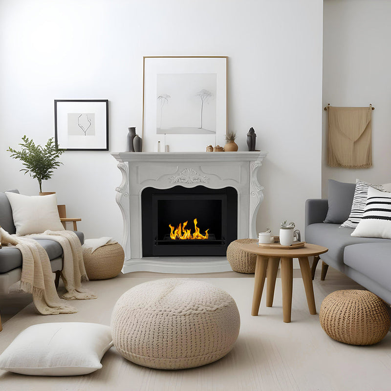 Camino a Bioetanolo da Pavimento 123x39x100 cm Parigi in Legno Bianco 