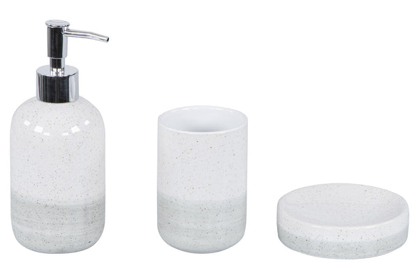 Set de 3 Accessoires de Salle de Bain en Céramique Blanc-Gris sconto