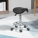 Sgabello con 5 Ruote 36,2x37,5x51-66 cm Seduta Ergonomica Imbottita in Gommapiuma Nero