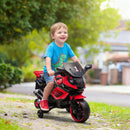 Moto Elettrica per Bambini da 18-36 Mesi 6V con Rotelle Rimovibili Fari e Musiche Integrate Rosso      