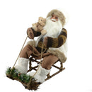Pupazzo Babbo Natale su Slitta 27x50x44cm Bianco e Marrone