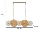 Lampadario Osaka 100x23x28 cm in Ferro e Vetro Oro e Marrone e Trasparente      