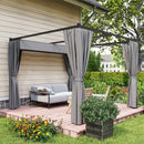 Pergola da Giardino 300x300x227 cm con Tetto Retrattile e Tende in Metallo e Poliestere Grigio Chiaro      