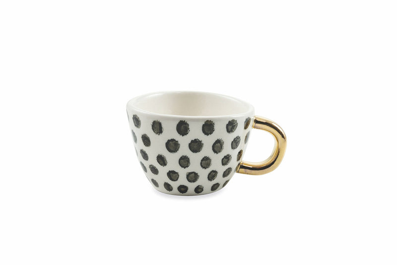 Set 6 Tazzine da Caffè Ø7x5 cm in Gres Villa d'Este Home Tivoli Masai Nero e Bianco