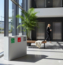 Pattumiera Sistema di Raccolta Rifiuti 90x30xh80 cm In Acciaio Verniciato 3 Scomparti Bianco