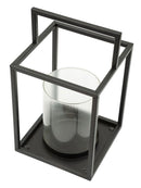 Lanterna Simply Open Ø18x31 cm in Metallo e Vetro Nero      