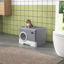 Lettiera per Gatti con Coperchio Doppio Ingresso 52x41x38.5cm e Vassoio Estraibile Grigio      