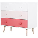 Cassettiera con 3 Cassetti in Legno di Pino 90x42x80 cm  Bianco e Rosa