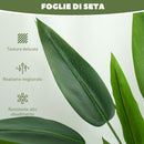 Pianta Artificiale Uccello del Paradiso 20 Foglie da 140 cm con Vaso in PE e PP Verde   