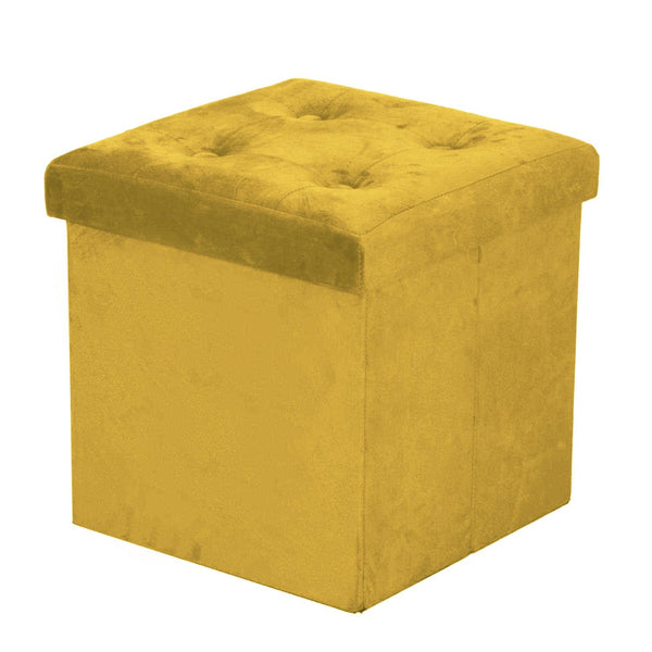 acquista Pouf de rangement pliant 38x38xh38 cm en velours jaune