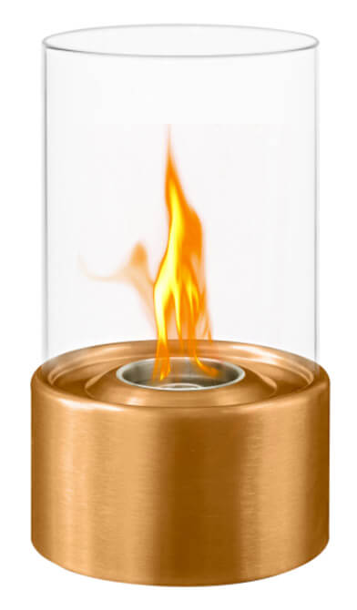 Cheminée de Table au Bioéthanol Ø16x27 cm en Acier et Verre Bronze prezzo