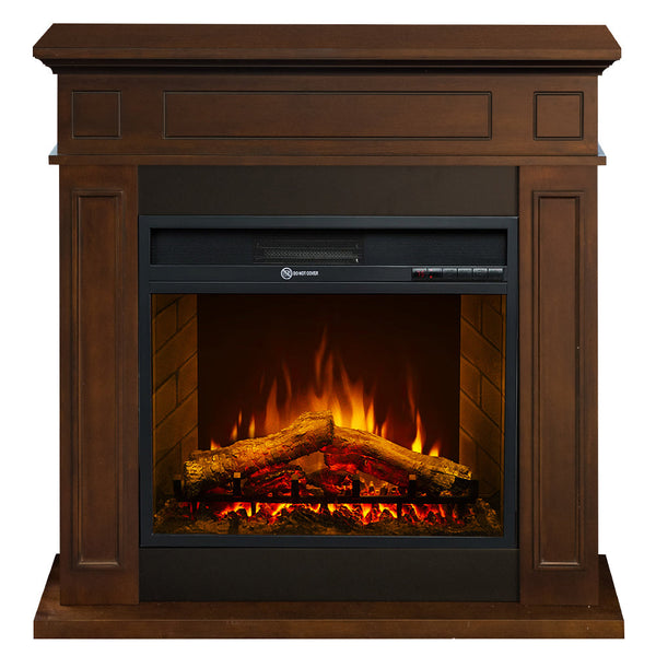 Camino Elettrico da Terra 89,5x90,5x28 cm Jefferson in Legno Noce sconto