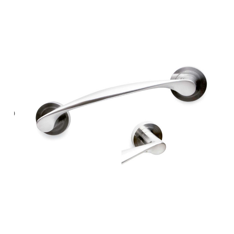 Maniglia Curva con Rosette Ø50 mm per Porte Scorrevoli Alluminio Nichel Satinato 4 Pezzi Emuca