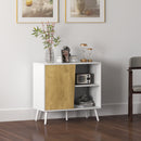 Credenza Moderna Mobile Basso 80x39x76 cm con Armadietto e Vani a Giorno in Legno Bianco  
