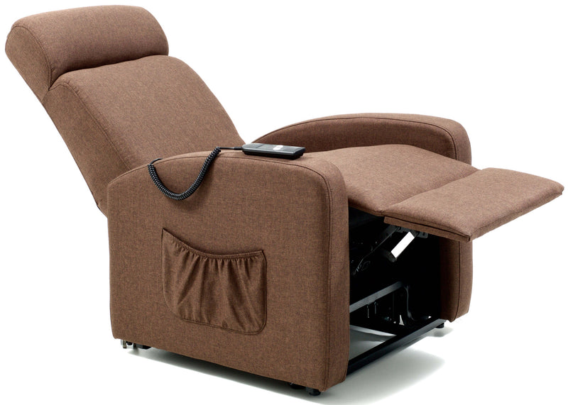 Poltrona Alzapersona Elettrica 1 Motore Reclinabile a Motore in Tessuto Marta Marrone
