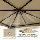 Tetto di Ricambio per Gazebo 3x3 m a 2 Livelli e Resistente ai Raggi UV Beige      