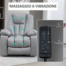 Poltrona Alzapersona Elettrica Massaggiante a 8 Punti 1 Motore 94x96x106 cm in Microfibra Grigio