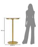 Tavolino Bar Simply Ø60x103 cm in Metallo e Marmo Artificiale Oro e Bianco      