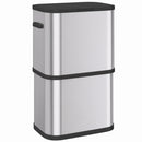 Pattumiera Rettangolare 60 L 42,5x28,5x66 cm con Coperchio Chiusura Ammortizzata e Fermasacco in Acciaio Inox Argento      