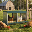 Nido per Galline Ovaiole 54,5x42,5x35,5 cm a 2 Aree con Base Rialzata Tetto e Fori di Ventilazione in Acciaio Argento      
