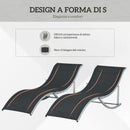 Set 2 Sdraio da Giardino 61x165x63 cm Pieghevoli in Alluminio e Textilene Nero      