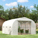 Serra a Tunnel da Giardino con 6 Finestre e Porta a Rullo 3,5x3x2 m in Acciaio e PE Bianco 