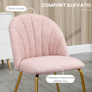 Set 2 Sedie Imbottite 55,5x59x81 cm in Tessuto Effetto Lino Rosa e Oro